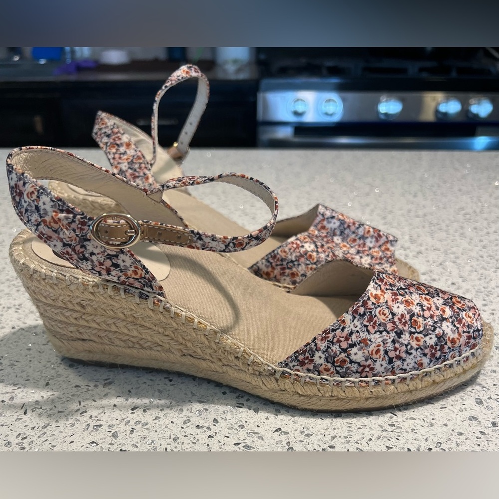 omens ABEO Dahlia Neutral Footbed Espadrille Floral Fabric Shoes Size 8NM